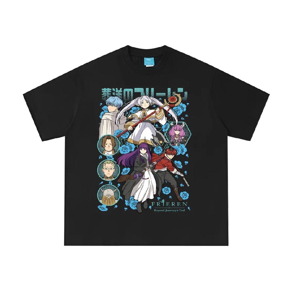 Anime Frieren_ Beyond Journey's End Frieren Fern Stark Himmel T-shirt Men Women Clothing Fashion Harajuku Cotton Summer T-shirts