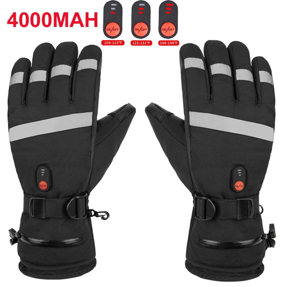 Зимние теплые перчатки с подогревом для мотоспорта, электрические термоперчатки, водонепроницаемые перчатки с подогревом и возможностью подзарядки для катания на лыжах, охоты, рыбалки