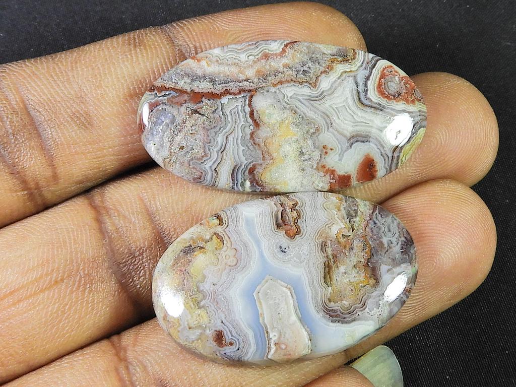 2 шт. натуральный сумасшедший кружевной агат овальный кабошон ювелирный камень 33-37 мм SK-852