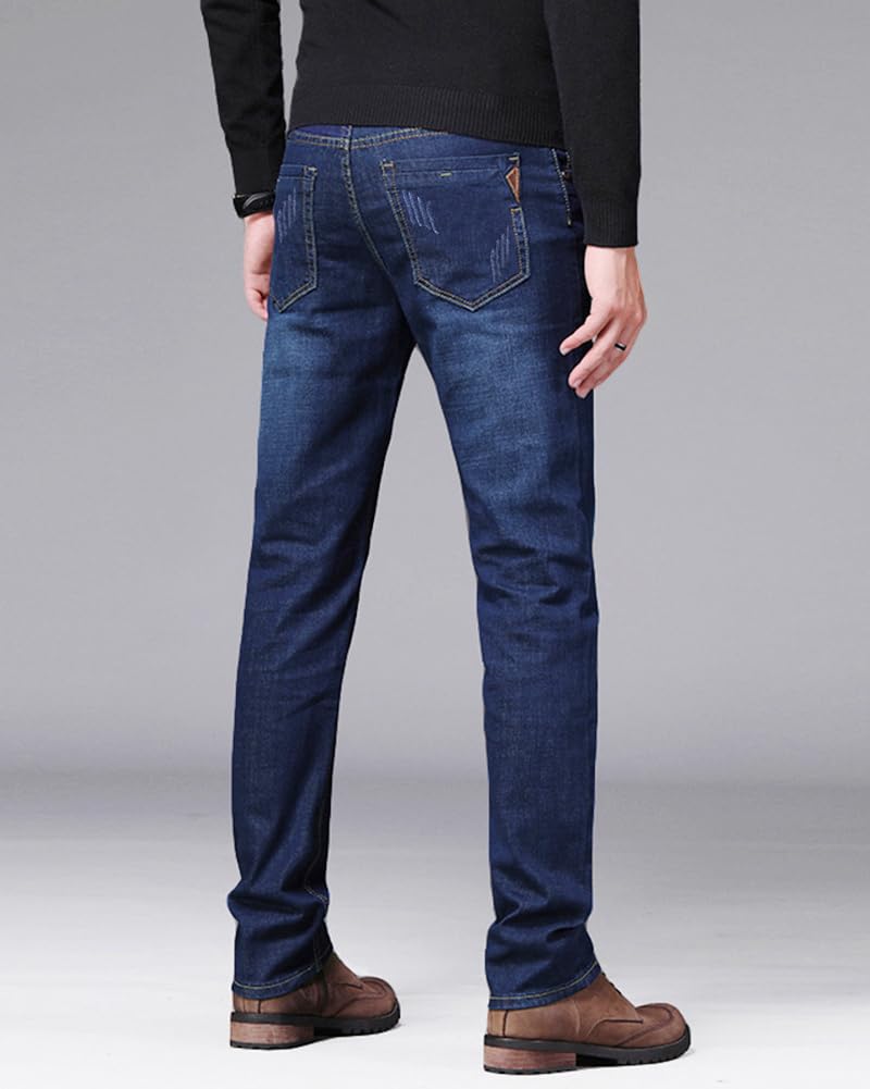 Мужские узкие джинсы Soinnga, Прямые джинсовые брюки стрейч, Длинные брюки, Повседневные, Все сезоны, Облегающий крой, Синий, Размер 32