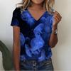 Summer V-neck 3D Infauna Printed Top Fashionable Casual Short Sleeved Women's T-shirts