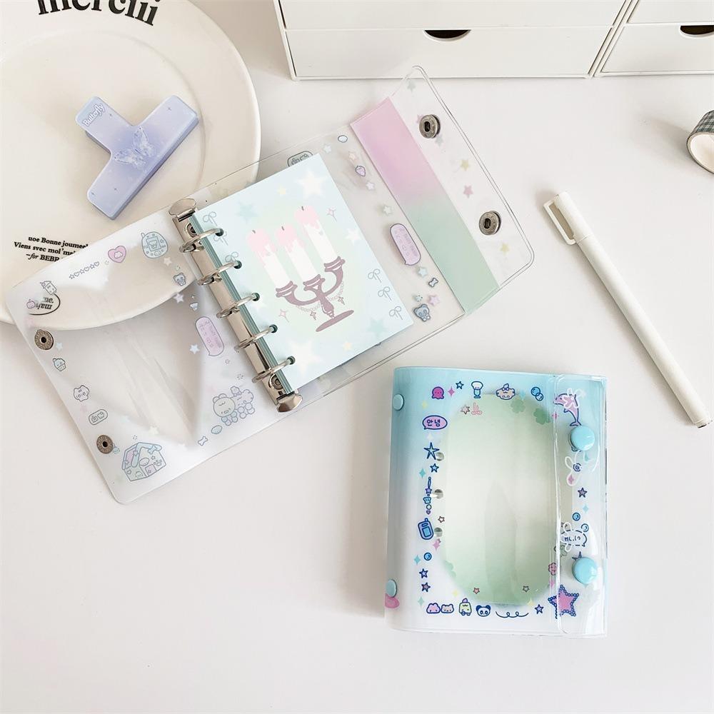 Double Buckle Photo Card Holder Cartoon M5 Pocket Notebook Kawaii Transparent Binder
