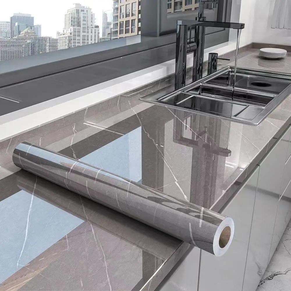 Водонепроницаемые самоклеящиеся обои 40 см для реновации столешницы, шкафа, плитки, наклейки на стену, мраморная кухонная маслостойкая пленка, плита