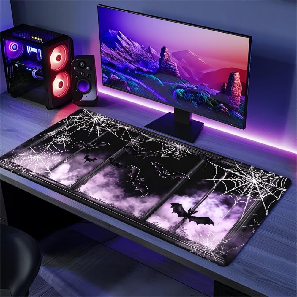Gothic Bat Large Extended Gaming Mouse Pad Non Slip Desk Mat Spider Web Keyboard Mouse Pad For Laptop Desktop Office Setup
