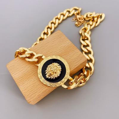 Преувеличенное короткое ожерелье с подвеской в виде головы льва, ювелирное колье из цинкового сплава для женщин