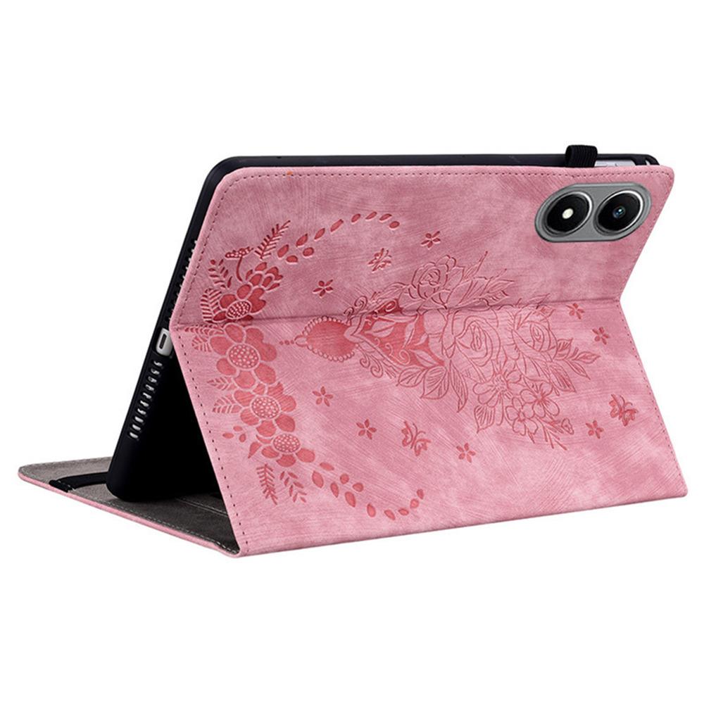 For Infinix Xpad 20 Case Card Holder Anti-Scratch Leather Cover Rose Flower Imprint