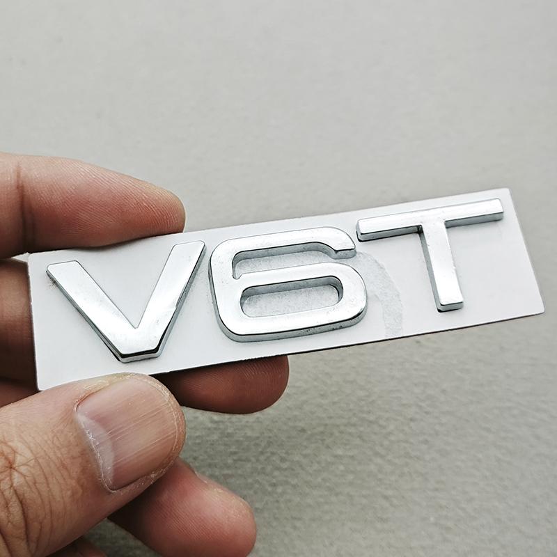 3D Metal Car Sticker Fender Side Badge Logo V6T V8T Rear Trunk Emblem Decals For qaz24 S4 S5 S7 A6 SQ7 SQ5 Q8 S8 Auto Accessories