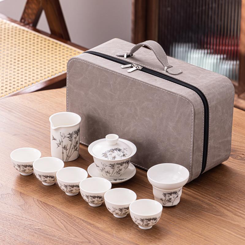 Ceramic portable travel tea set set, home gift, souvenir, business company, high-end gift for clients