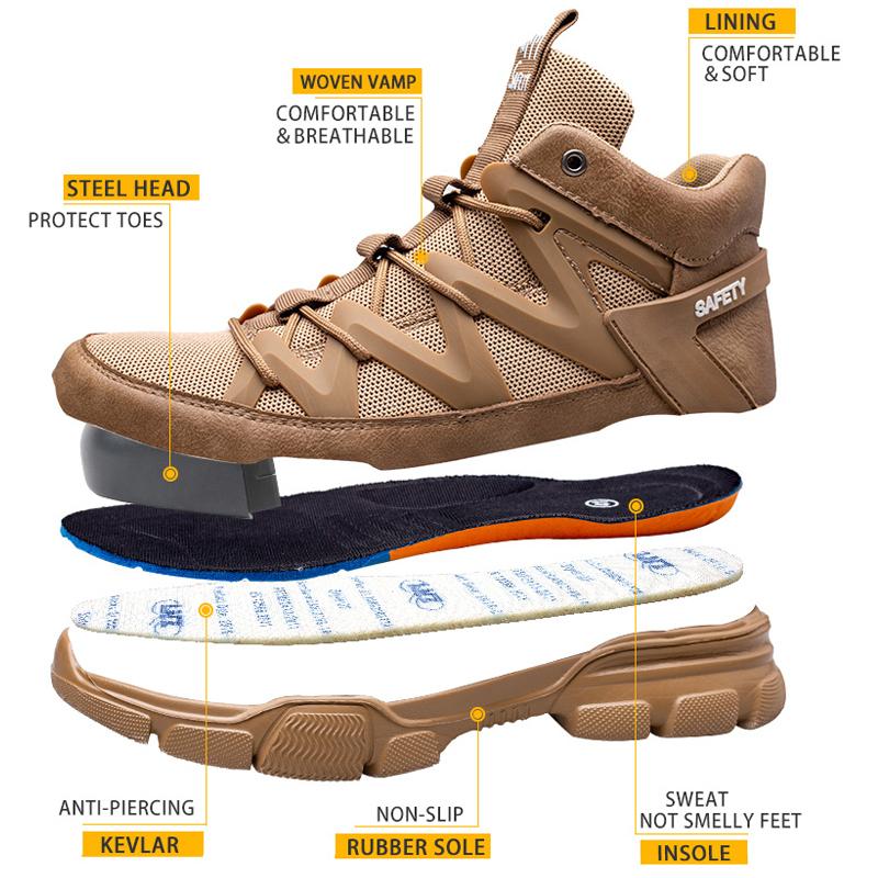 Lightweight Safety Shoes Boots Work Sneakers Steel Toe Shoes Indestructible Protection Shoes Men Puncture-Proof Work Shoes 2024
