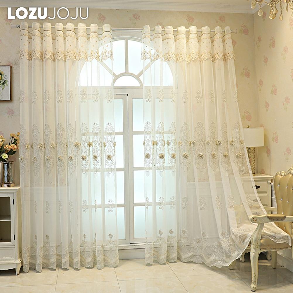 1 шт. LOZUJOJU Элегантная европейская вышитая трехмерная прозрачная штора высотой 260 см, тюль для гостиной, спальни, украшения окон, домашнего декора