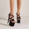 Sexy Peep Toe Stripper Pole Dance Extreme High Heels Summer Hollow Narrow Band Platform Sandals Women Banquet Dress Shoes