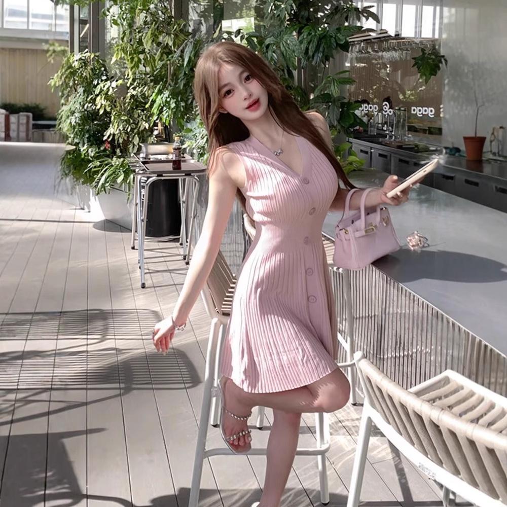 Элегантное платье-майка без рукавов из ледяного шелка с облегающим кроем для женщин