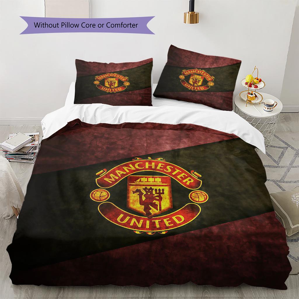 Manchester United F.C Pattern Bedding Quilt Set Home Decoration Gift (1 * duvet cover + 2 * pillowcase without core).xwn