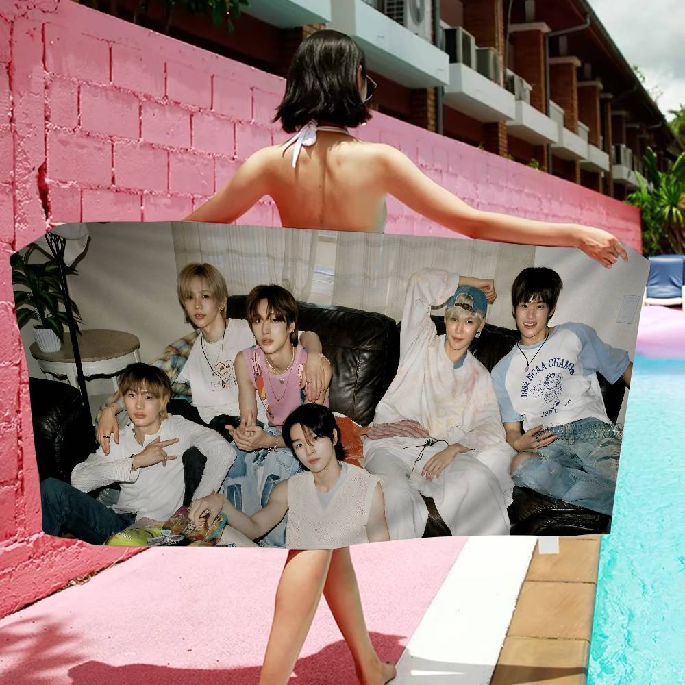 Kpop RIIZE Аниме Пляжное Полотенце для Купания Мягкое Впитывающее Мочалка Детские Подарки Для Детей Путешествия Кемпинг Спортзал