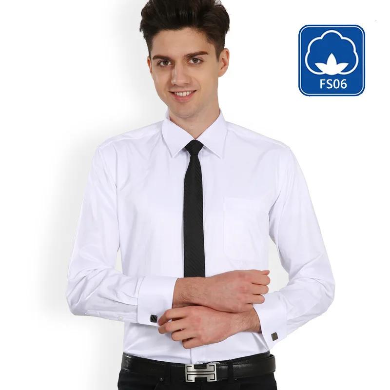 Мужская рубашка с длинным рукавом во французском стиле, модная застежка на пуговицах, белый воротник, свободного кроя, больших размеров, деловая повседневная полосатая рубашка