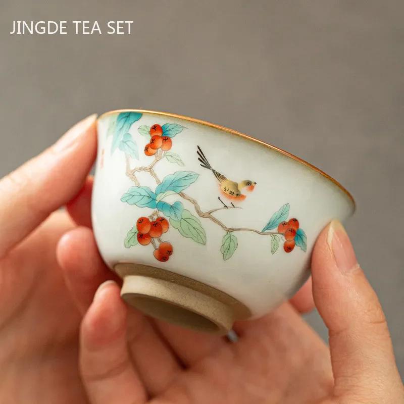 Китайская керамическая чашка для чая Ru Kiln Home Boutiques, чайная чаша ручной работы, аксессуары для чайного сервиза, портативная чашка Master Cup, принадлежности для чайного стола 90 мл