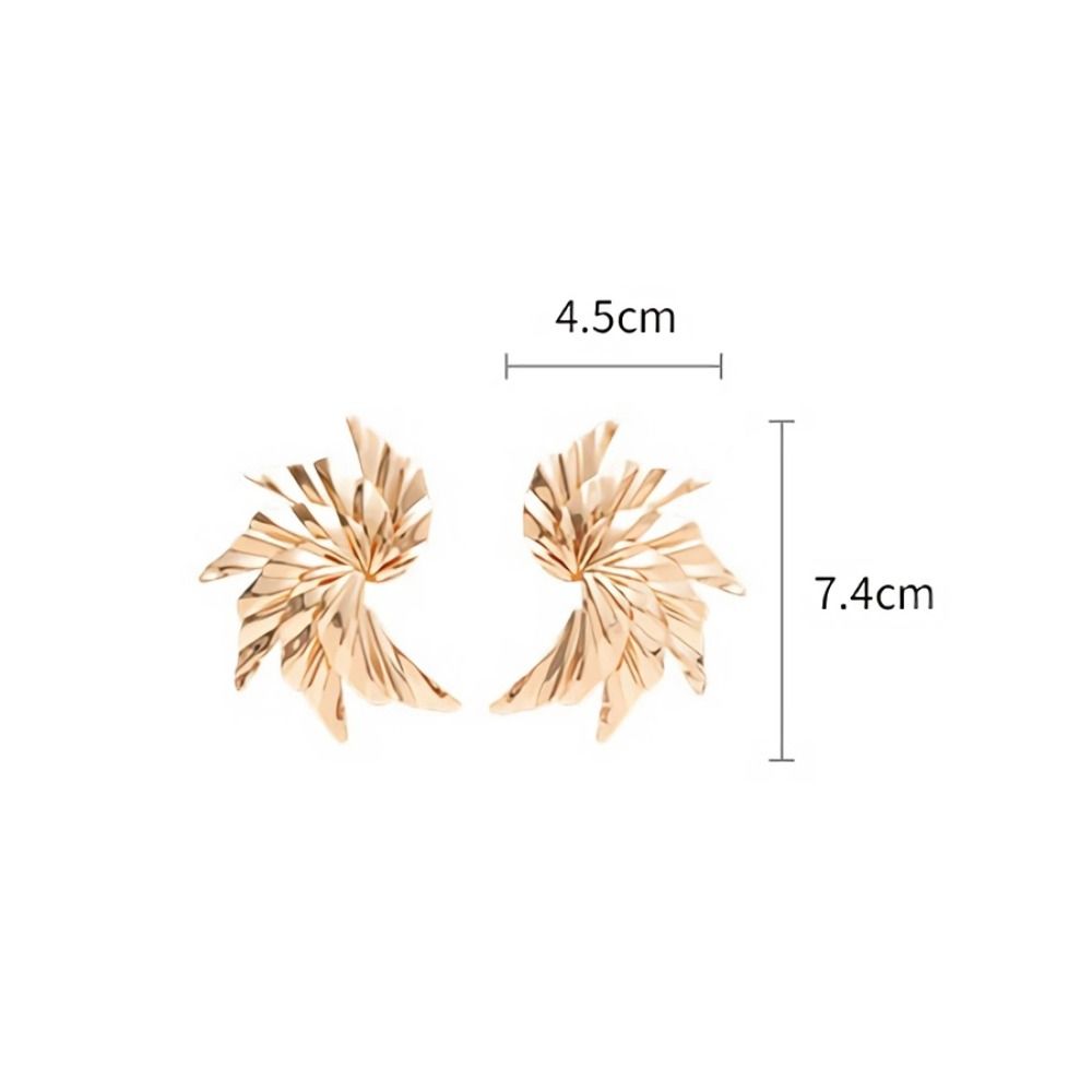 Steel Needle Metal Pleated Earrings Pleated Metal Stud Earrings  Fashion Jewelry