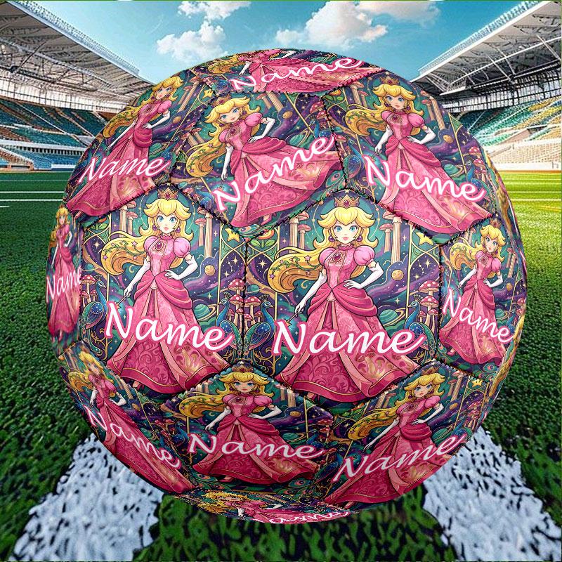 Custom Name Personalized Princess Peach Toadstool Print Size 5 Soccer Ball Training & Match Football, for Team, Kicking, Gift for Football Enthusiasts
