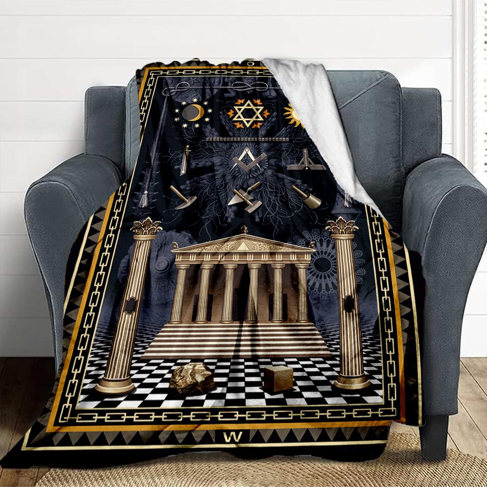 Masonic Symbols Flannel Blanket Throw Blanket Soft Warm Sofa Bed Camping home Decor Unique Christmas Gift C926797
