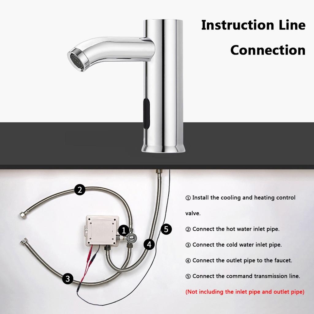 Автоматический инфракрасный датчик для ванной комнаты из нержавеющей стали, бесконтактный смеситель для раковины, кран для воды, одинарный, для холодной установки на палубе