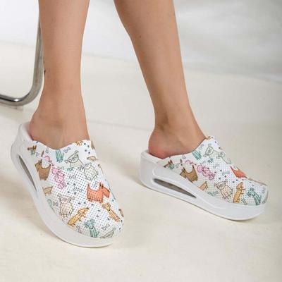 Медицинские сабо для женщин – С принтом животных - Удобная ортопедическая, нескользящая обувь для медсестер, врачей, акушерок, стоматологов