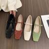 Мода Bailamos 2025 Весна Женские Бархатные Балетки Женские Повседневные Платье Балетки Квадратный Носок Неглубокие Мягкие Туфли Балерины Классика Muj