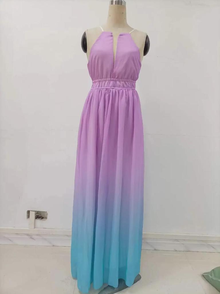 Вечернее платье Cross-Border для женщин с глубоким V-образным вырезом и длинной юбкой 2025 года