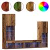TV Cabinet with LED Light Strips 4 pcs Reclaimed Wood Wood Based Material