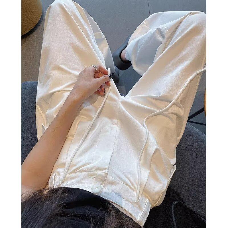 2025 Женские Корейский Тренд Свободные Повседневные Летние Брюки с Широкими Штанинами