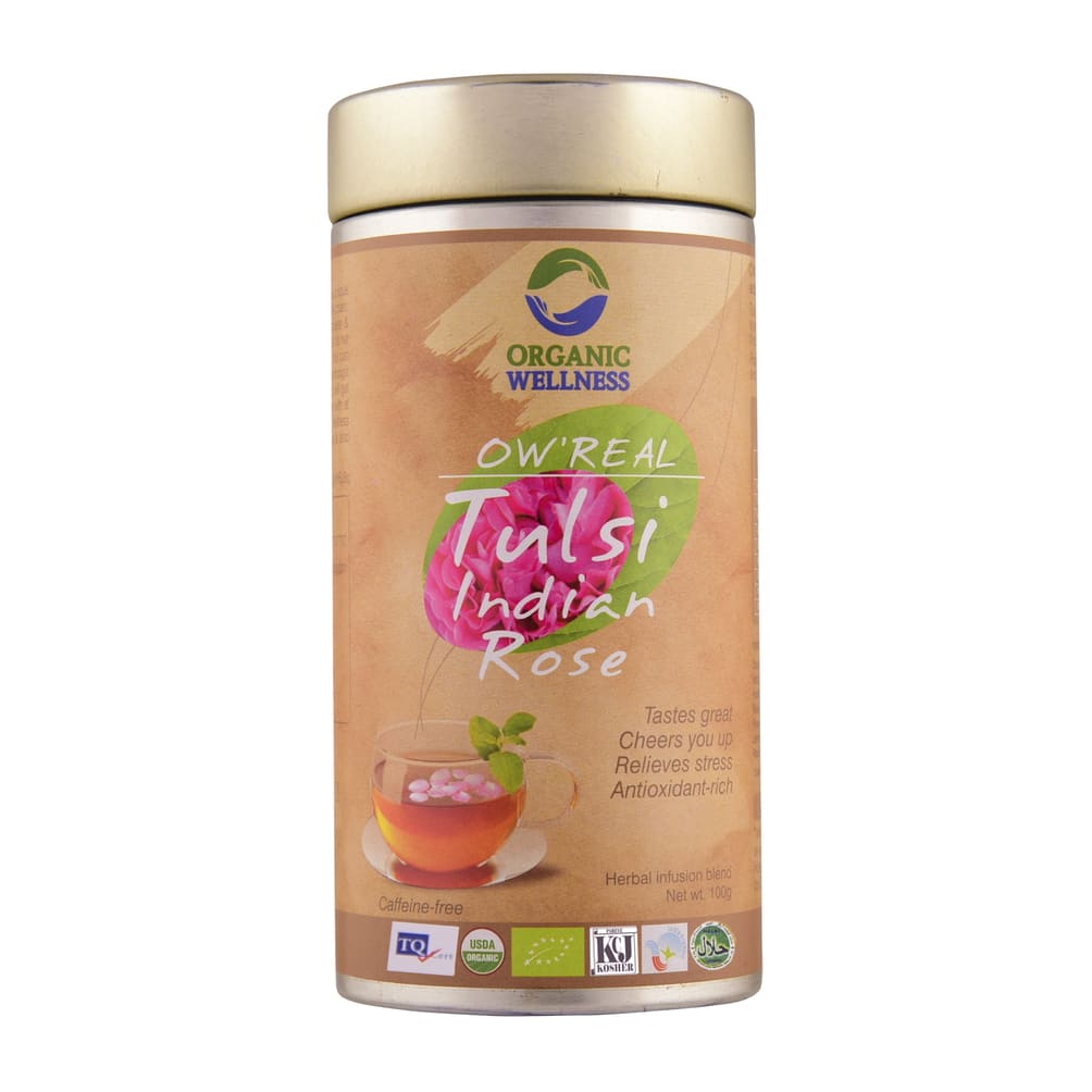 Tea with Tulsi and Indian Rose (100 G), Tulsi Indian Rose Tea, Organic Wellness