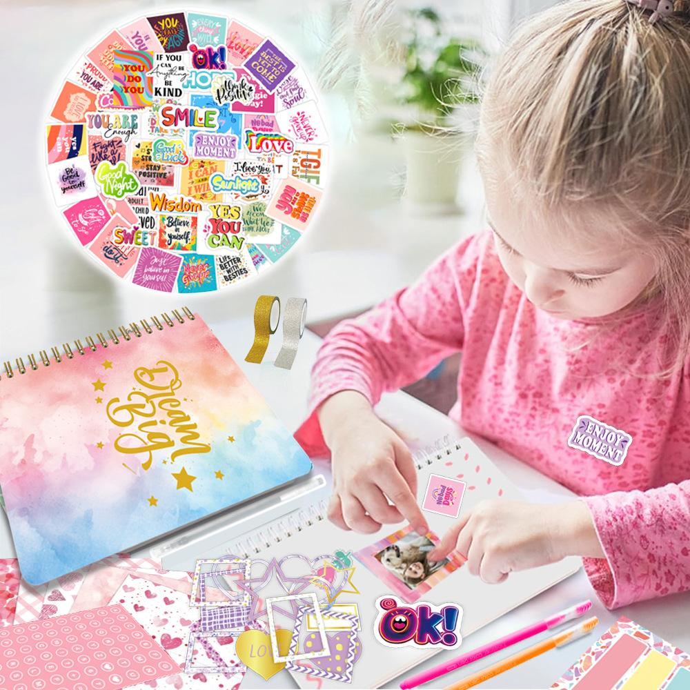 Gold Foil DIY Journal Kit for Girls Ages 4+ Scrapbook Set Kids Craft Diary Notebook Gift