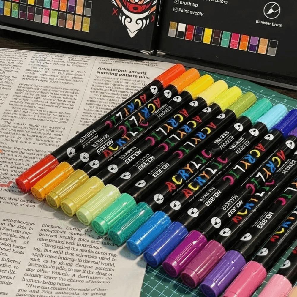 Dual Color Acrylic Paint Markers 24/48/72 Colors Dual Tip Markers Dual-ended Markers Ceramic Craft