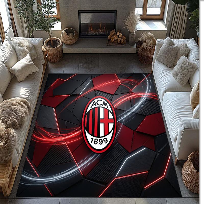 Фланелевый ковер с принтом AC Milan, нескользящий, мягкий, из полиэстера, для пола, декоративный коврик для спальни, гостиной, дивана, игровой комнаты, домашний декор