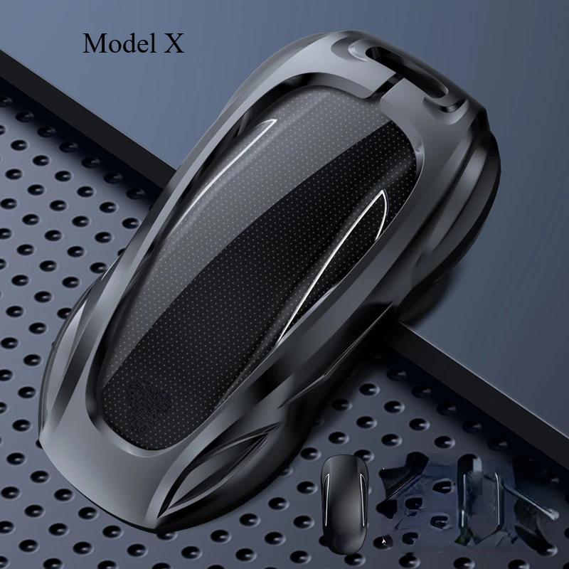 For Tesla Model 3 Y S Model X Zinc Alloy Black Car Key Protection Shell Cartoon Smart Remote Key Cover Car Accessories