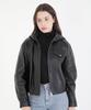 COLORZ NEW YORK Hooded Leather Crop Jacket_Bk