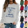 Women's Casual Loose Solid Color Letter Print Round Neck Long Sleeve Hoodie