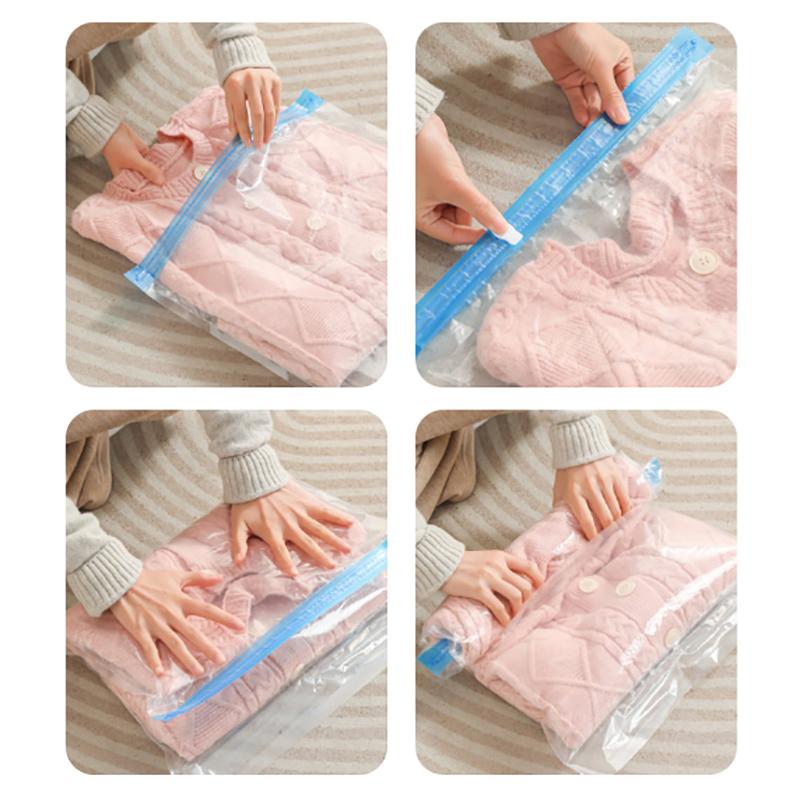 Не требуется воздушный насос Дорожные сворачивающиеся компрессионные пакеты Многоразовый вакуумный пакет для хранения Экономит 80% места для хранения Сворачивающаяся компрессия