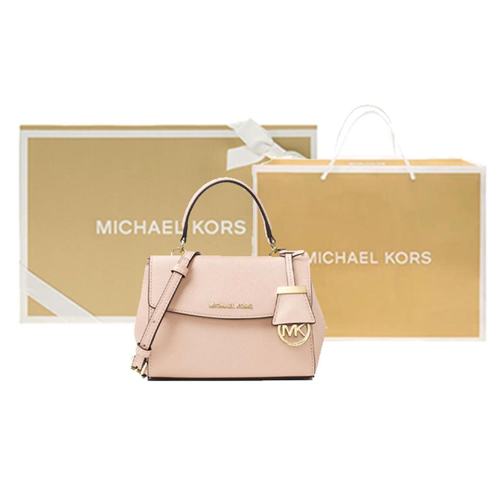 Michael Kors Mk Ava Винтажная Однотонная Сумка с Клапаном Универсальная Для Поездок На Работу Подвеска с Логотипом Кожаная Сумка Через Плечо Сумка на Плечо Мини 32F5GAVC1L-SOFT-PINK