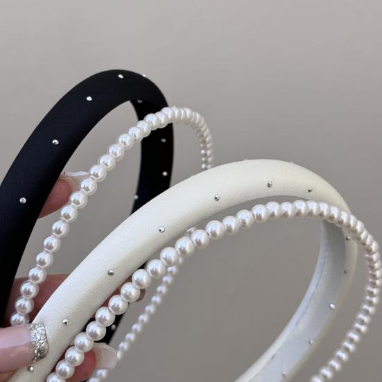 Обруч для волос с имитацией жемчуга, легкий, двухслойный, французский обруч для волос, мягкий на ощупь