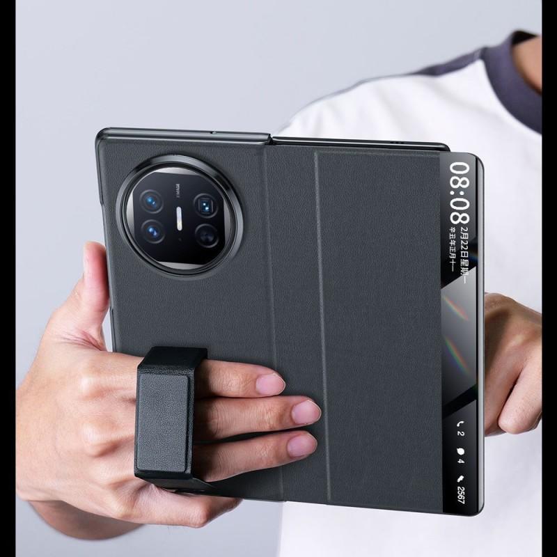 Foldable Leather Phone Case With Wrist Strap Stand Mate X6 X5 X3 Smart View Window Magnetic