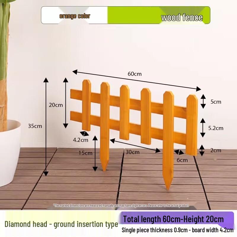 Orange Stained Solid Wood Garden Fence Panel