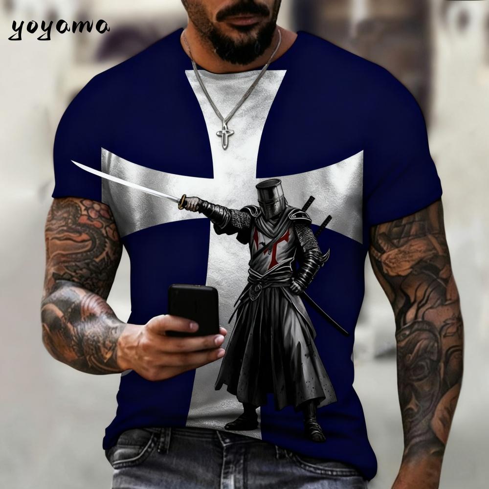 Vintage Knights Templar 3D Print T-Shirt Kids Summer Kids Short Sleeve Tee Boy and Girl T-Shirts Street Y2k Clothes