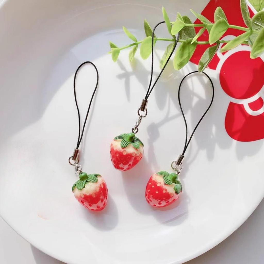 Acrylic Tomato Keychain Adorable Strawberry Bag Keyring Fruit Pendant Keychain, Bag, Mobile Phone Accessory, Birthday Gift