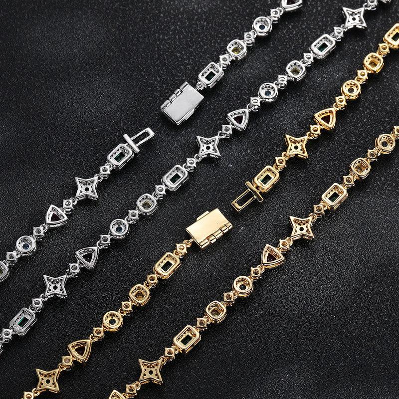 Iced Out Tennis Bracelet Multicolor Cubic Zirconia Hip Hop Chain Bracelet for Men Women Party Gift Jewelry