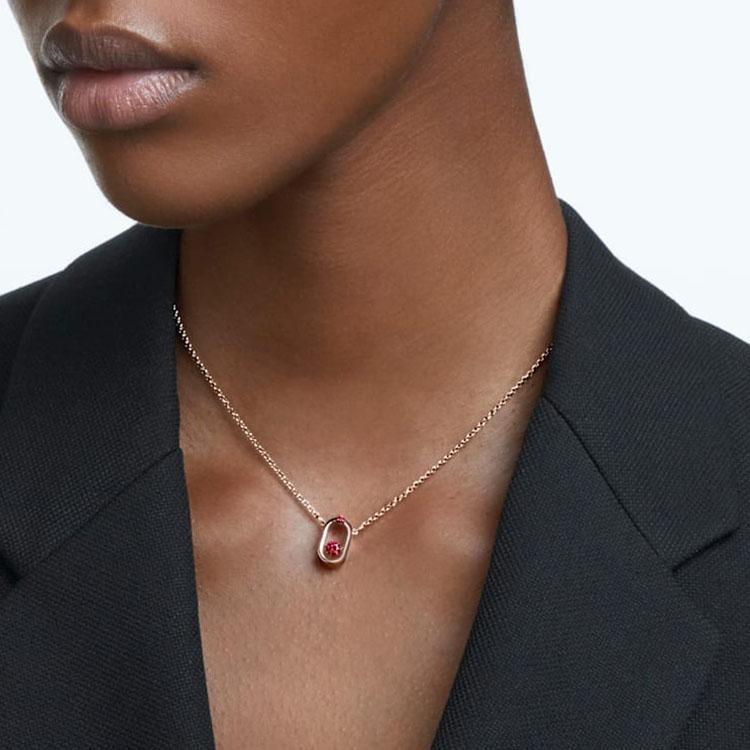 Swarovski Una North Rose Gold Plated Pendant Necklace With Cubic Zirconia Women necklace Red 5620550