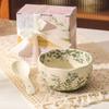 Керамическая рисовая миска с ложкой, столовые приборы, персональные миски для еды, десертная миска, подходит для еды, премиум, бытовые миски