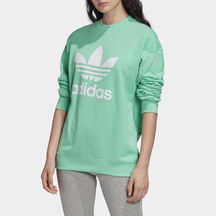 Adidas Женский свитшот Originals с принтом Trefoil, круглый вырез, мятно-зеленый FM3290
