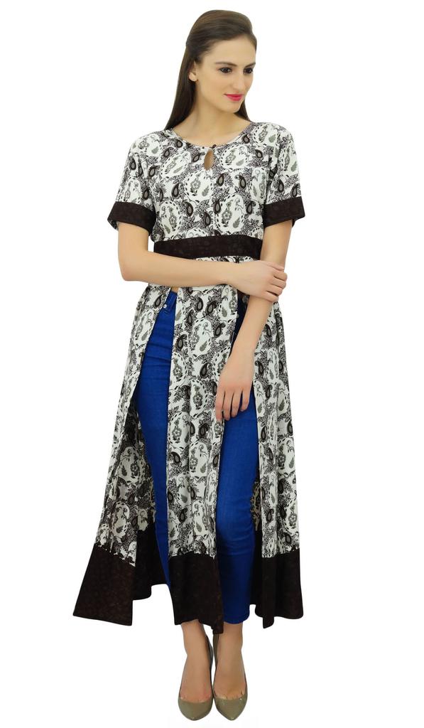 Bimba Женское дизайнерское платье-курти с длинными разрезами спереди, индийская одежда, искусственный шелк, туника-курта на заказ