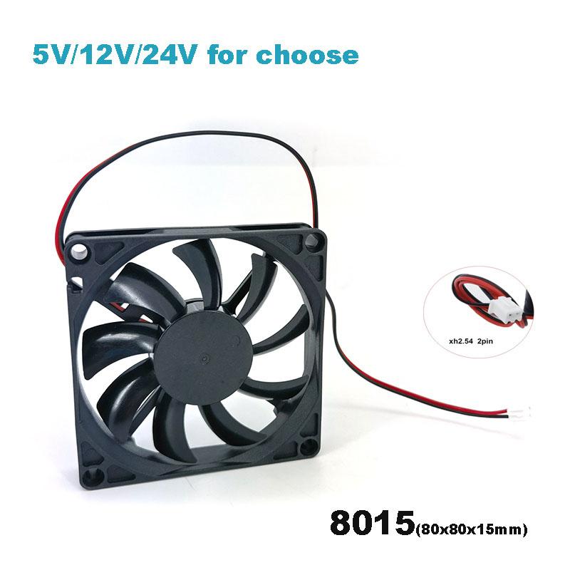 DC 5V 12V 24V 8015 8cm 80mm fan 80x80x15mm 2pin xh 2.54 cooling fan sleeve for router chassis power supply for 3D printer