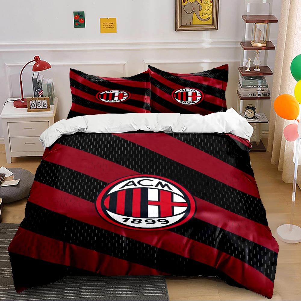 AC Milan Logo Bedding Set Bedding set (1 duvet cover, 2 pillowcases, duvet not included)